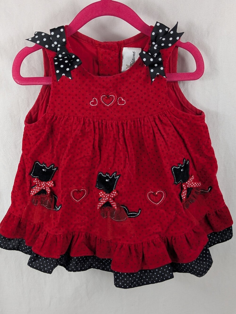 Rare Editions Red Corduroy Scottie Dog Holiday Dress